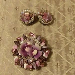 Vintage earrings and broach
